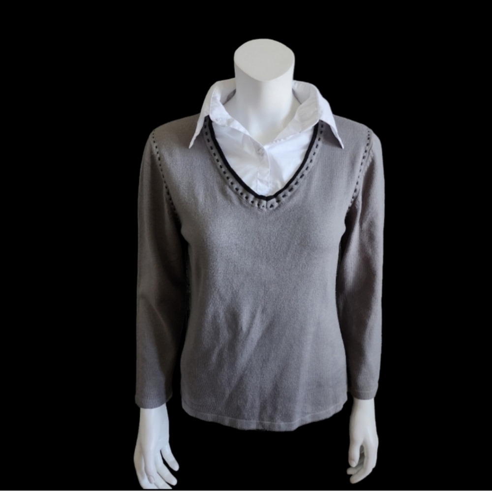 ✨️Free Add On✨️Kelso gray knit long sleeves sweater with shirt collar, size XL